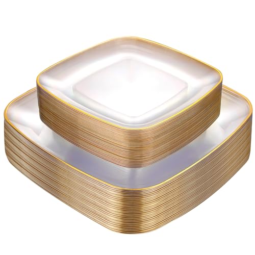50 Pack Heavy Duty Square Plastic Party Plates