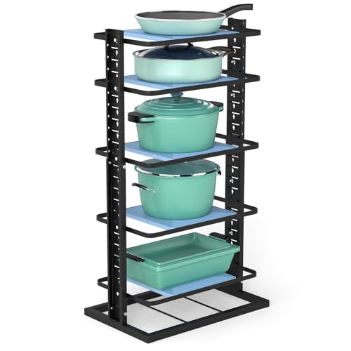 Adjustable 6-Tier Heavy Duty Pots and Pans Organizer