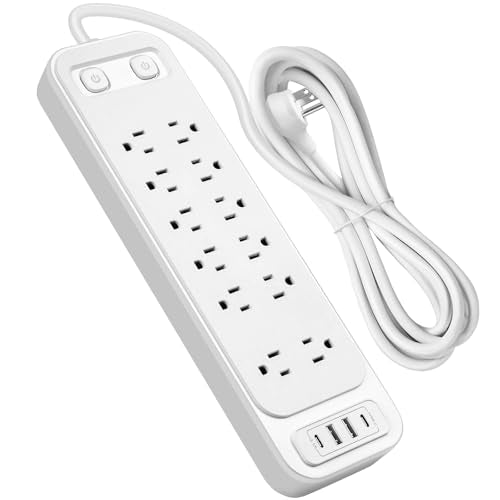 12 Outlet Power Strip Surge Protector with 4 USB