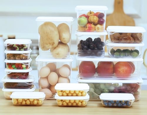 HMINYIYI 36-Piece Food Storage Containers with lids(18 Containers & 18 Lids), Plastic Food Containers for Pantry & Kitchen Storage and Organization, BPA-Free, Leak Proof, White