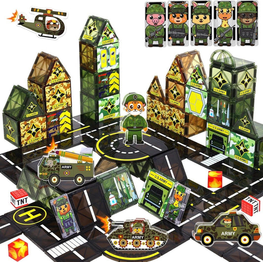 Magnetic Tiles Military Vehicle and Army Men Set