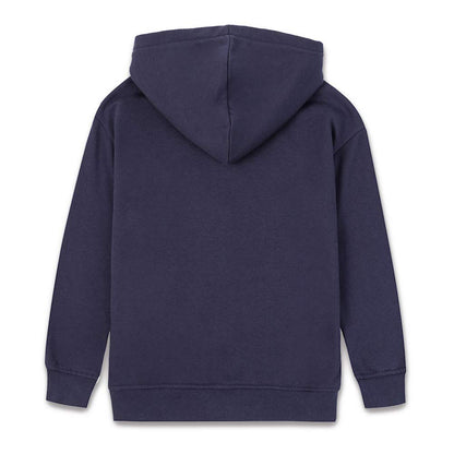 DEESPACE Kids Soft Brushed Fleece Hooded Sweatshirt with Full Zip and Kangaroo Pocket Hoodie for Boys and Girls (Navy, 4l)