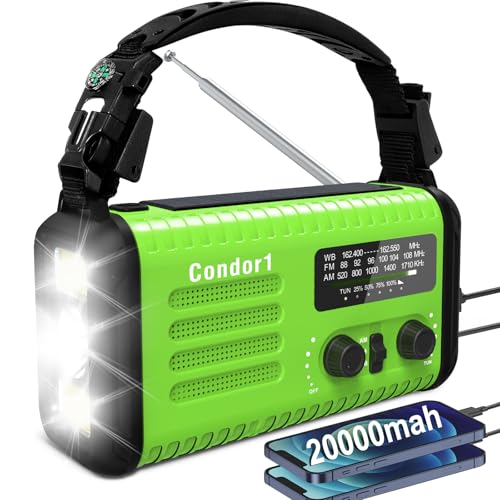 20000mAh Solar Hand Crank Emergency Radio Charger