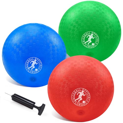 3 Pack 10-Inch Playground Kickballs with Pump