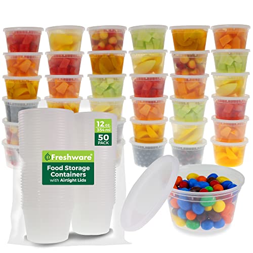50 Pack 12 oz Plastic Deli Food Containers