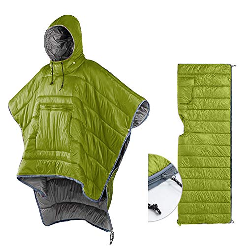 Wearable Hooded Poncho Sleeping Bag with Compression Sack