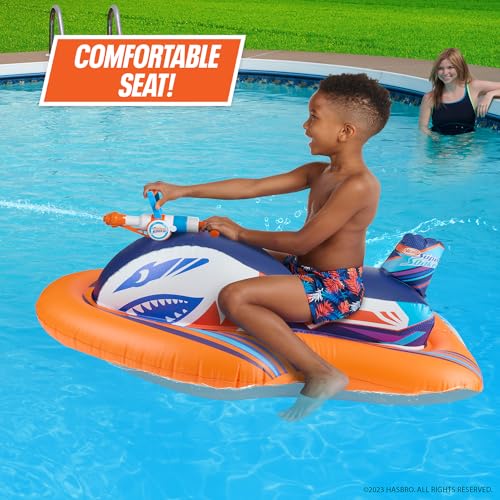 Nerf Super Soaker Stormforce Ride-On Racer – Inflatable Pool Float with Pool-Fed Mega Water Blaster