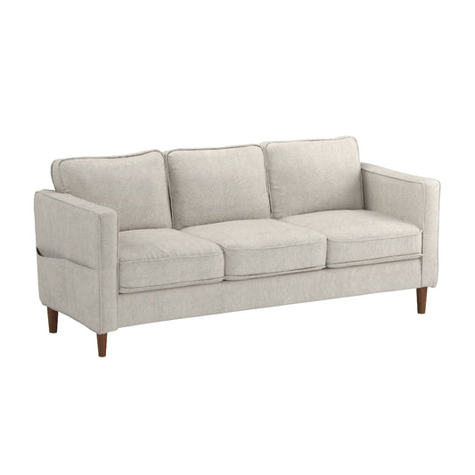 Mellow HANA Modern Linen Fabric Loveseat / Sofa / Couch with Armrest Pockets, Sand Grey, 0
