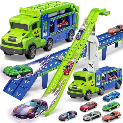 3-in-1 Carrier Truck Toy Playset with 6 Cars