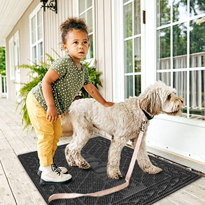 Mibao Durable Door Mat (18"x30",Gray), Welcome Mats Outdoor, Front Door Mats Outdoor Entrance, Outdoor Rubber Mats, Welcome Doormat, Entry Door Mats Outside for Entryway, Patio, High Traffic Areas