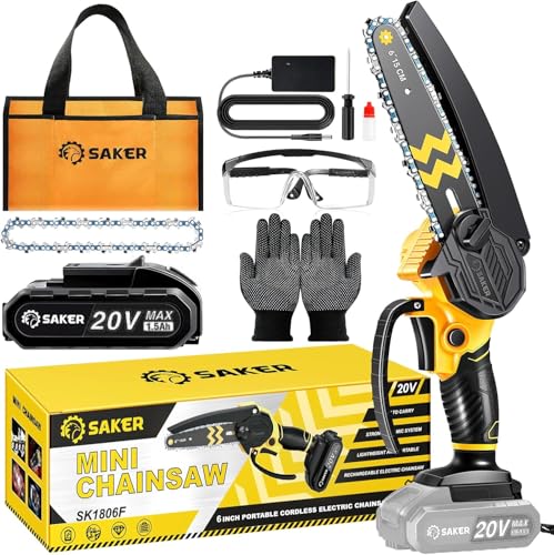 Mini Cordless Chainsaw 6 Inch Handheld for Wood Cutting