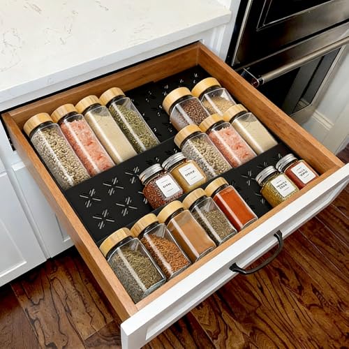 2 Pack Expandable 3-Tier Spice Drawer Organizer