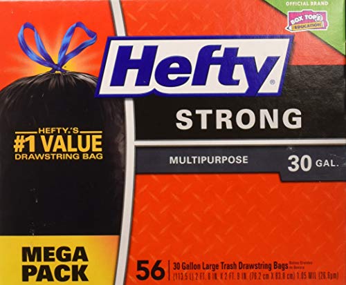 56 Count Hefty 30 Gallon Drawstring Trash Bags