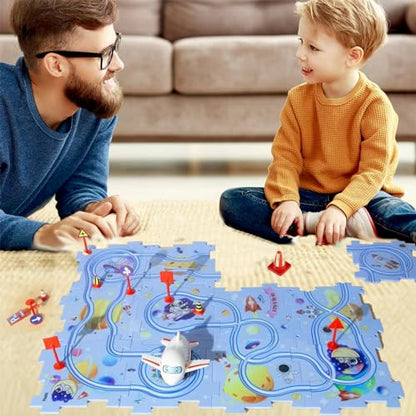 Floor Puzzles for Kids, Puzzle Track Car Play Set, Educational Montessori Toys for 3 4 5 6 Year Old Boys, 3 4 5 6 Year Old Boy Birthday Gift(Universe)