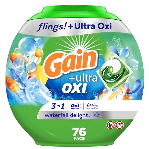 76 Count Gain Flings Ultra Oxi Laundry Detergent Pacs