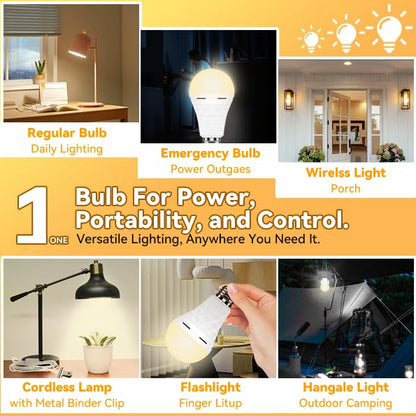 Rechargeable Emergency Light Bulbs - 2600mAh Backup