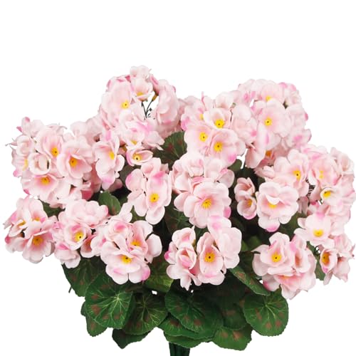 8 Pack UV Resistant Artificial Geranium Bushes
