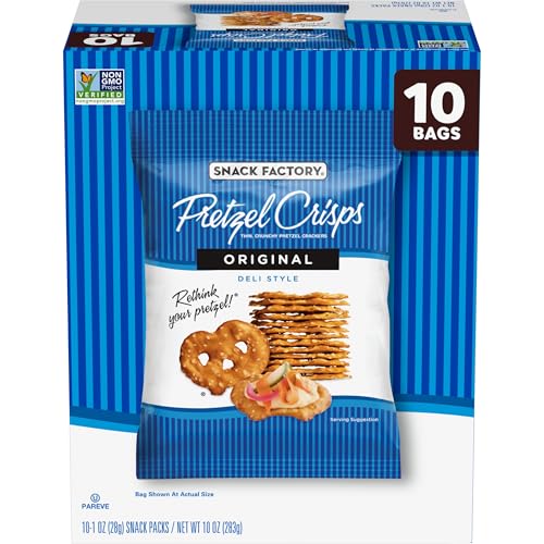 10 Pack Snack Factory Original Pretzel Crisps Snack Bags (OU)