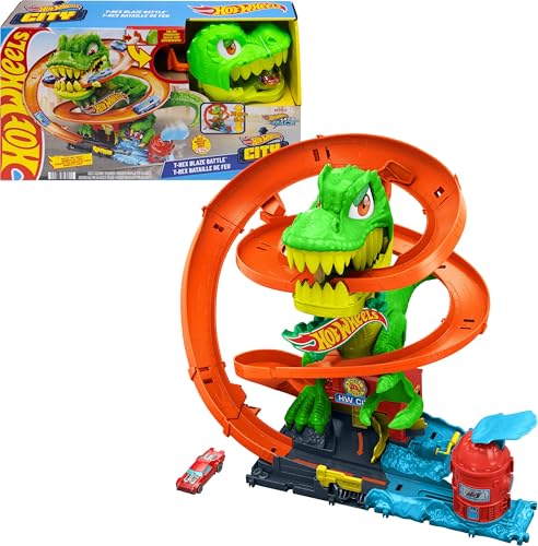 Hot Wheels City T-Rex Blaze Battle Track Set