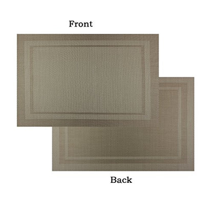 Bright Dream Placemats Easy to Clean Non-Slip Woven Plastic Placemats for Kitchen Table Washable Table Mats Set of 4 (Beige)