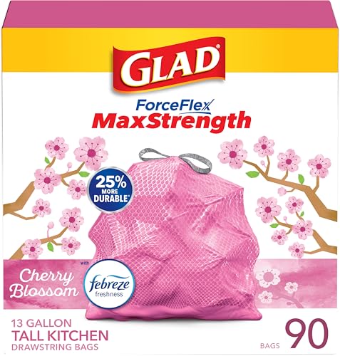 90 Count Glad Tall Kitchen Trash Bags Drawstring