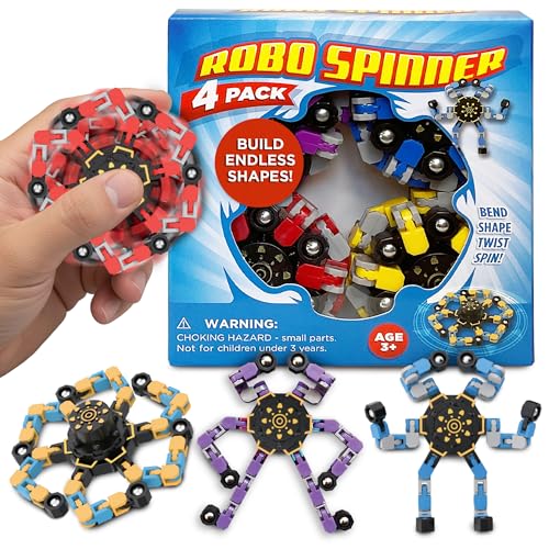 4 Pack Stomp Rocket Transformable Robot Fidget Spinners