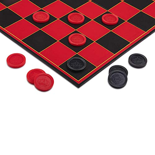 Kids Checkers Board Game with Foldable Checkerboard
