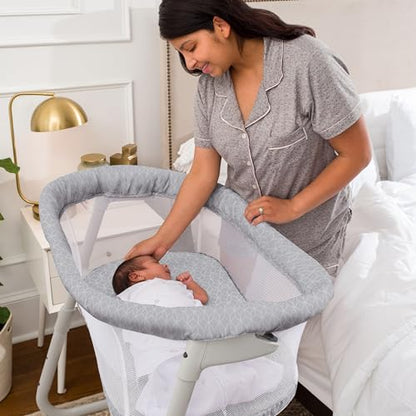 HALO Baby Flex BassiNest, Adjustable Travel Bassinet, Easy Folding, Lightweight with Mattress and Carrying Bag, Morning Mist