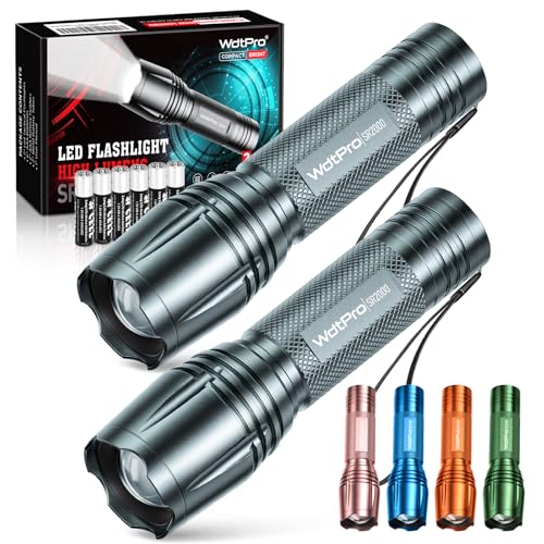 2 Pack LED Flashlight High Lumens Tactical Zoomable