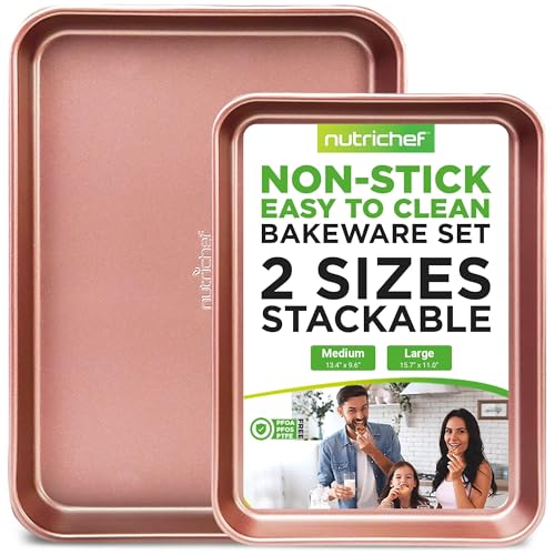 2 Piece NutriChef Nonstick Cookie Sheet Set