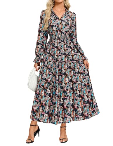 GRACE KARIN Long Sleeve Floral Midi Dress