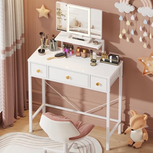 Small Makeup Vanity Desk with Lighted Mirror