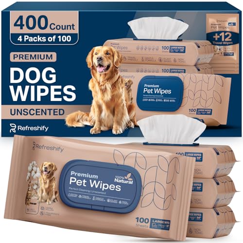 400 Count Dog and Cat Unscented Pet Wipes