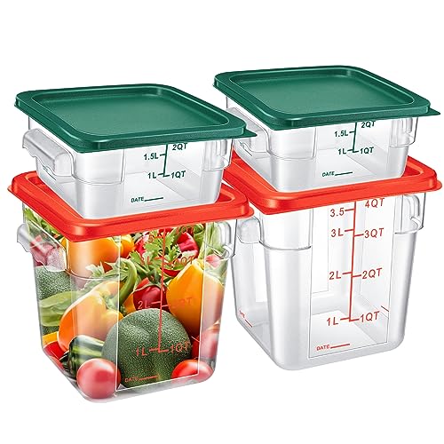 4 Pack Square Food Storage Containers with Lids