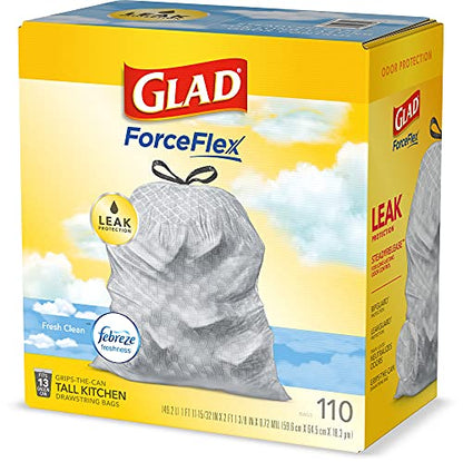 Glad 13 Gallon Odorshield Trash Bags, 110 Count