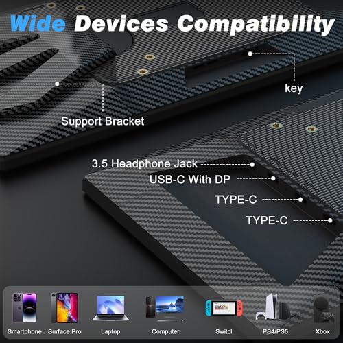 Portable Monitor, 12.1 Inch 1080P FHD Portable Monitor for Laptop USB C HDMI, Plug-Play Laptop Screen Extender with Adjustable Foldable Stand for Laptop,PC,Mac,PS4,Xbox,Swich