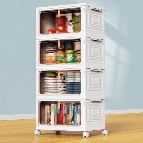 24QT 4-Tier Stackable Plastic Storage Bins with Lids