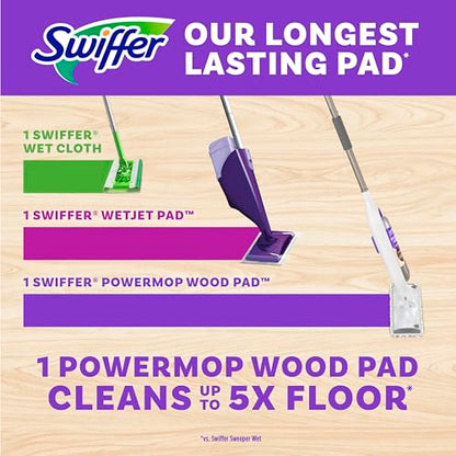 Swiffer PowerMop Wood Mop Kit for Wood Floor Cleaning, Quickdry Solution with Lemon Scent, Mopping Kit Includes PowerMop Wood, 2 Mopping Pad Refills