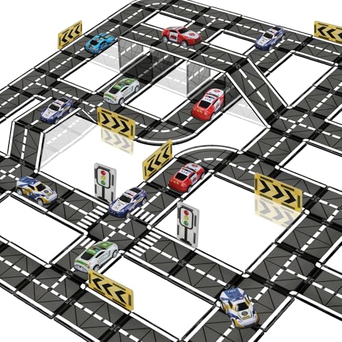 Magnetic Tiles Road Set with Pullback Car STEM Toy