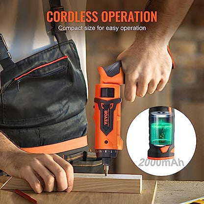 VEVOR Cordless Screwdriver,4V 7Nm Electric Screwdriver Rechargeable Set with 12 Accessory Kit and Charging Cable,Screw Gun with 20+1 Torque Setting & Twistable Handle for Home DIY.