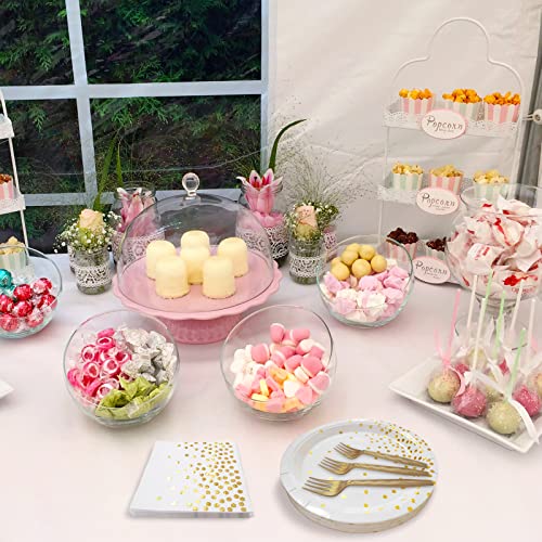 105 Pack Disposable Gold Dot Paper Plates and Napkins