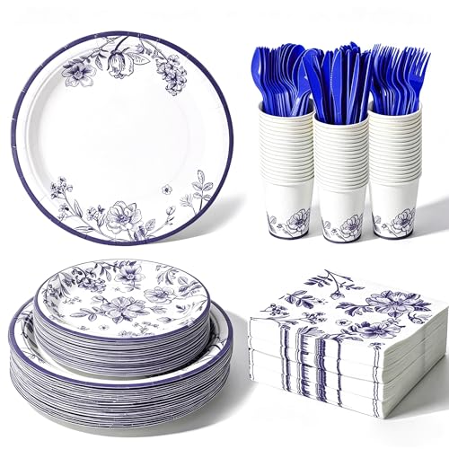 400 Piece Floral Disposable Tableware Set, 50 Guests