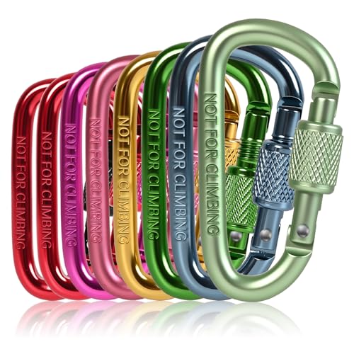 8 Pack Aluminum D-Ring Carabiner Keychain Clips