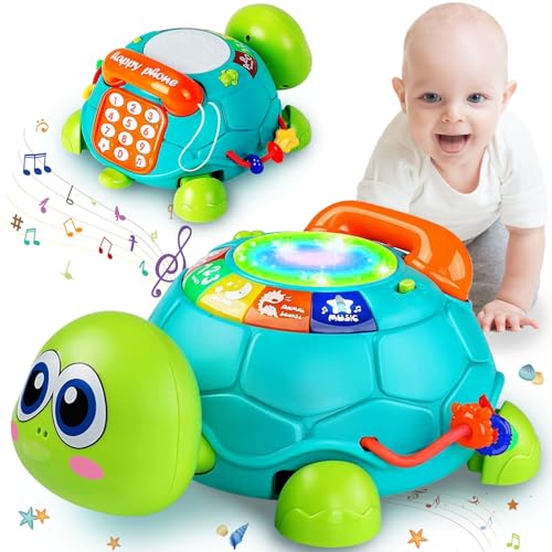 Musical Crawling Turtle Toy with Phone and Drum