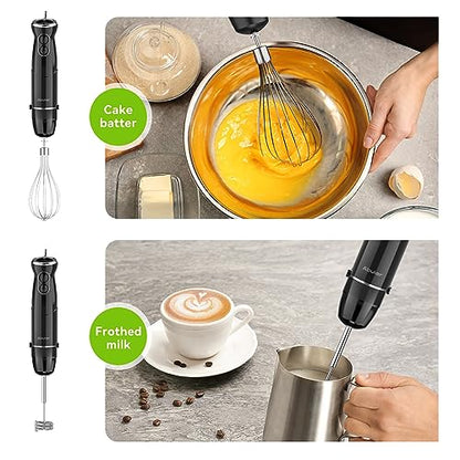 Immersion Blender Handheld, 1000W Scratch Resistant Hand Blender, Abuler 5 in 1 Emulsifier Blender Mixer, BPA-Free 12 Speed Stick Blender, Beaker, Chopper, Whisk, Frother, for Soup, Sauce (Black)