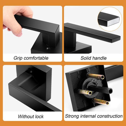 Probrico Square Passage Levers Matt Black 4-Pack