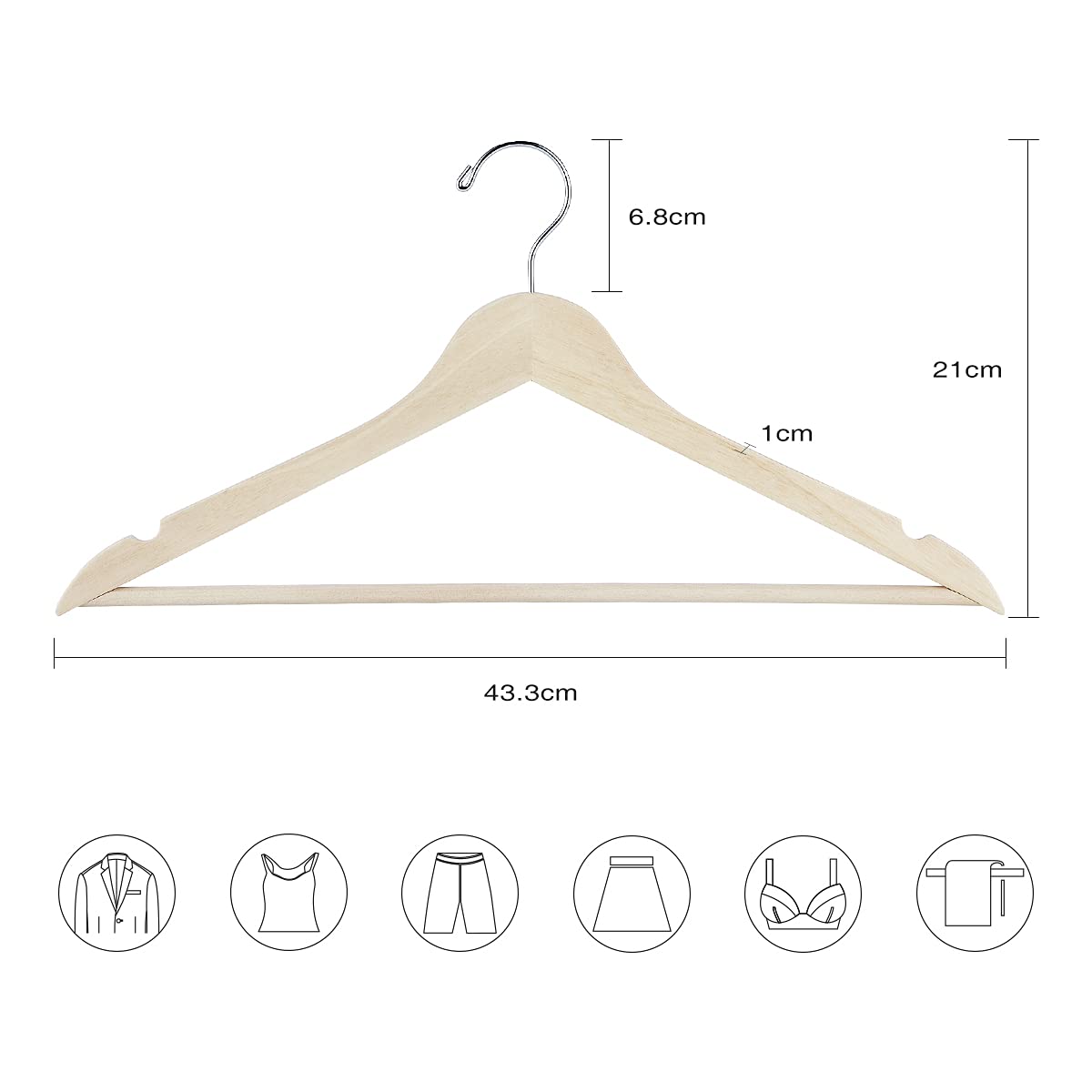 ELONG HOME Slim Wooden Coat Hangers, 30 Pack