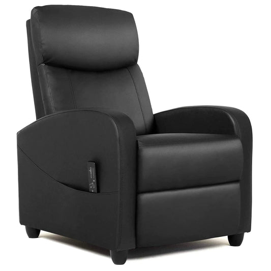 FONTOI Living Room Recliner Chair, Massage Reclining Single Sofa Adjustable Home Theater Seating with Thick Seat Cushion and High Back Padded Backrest, Black