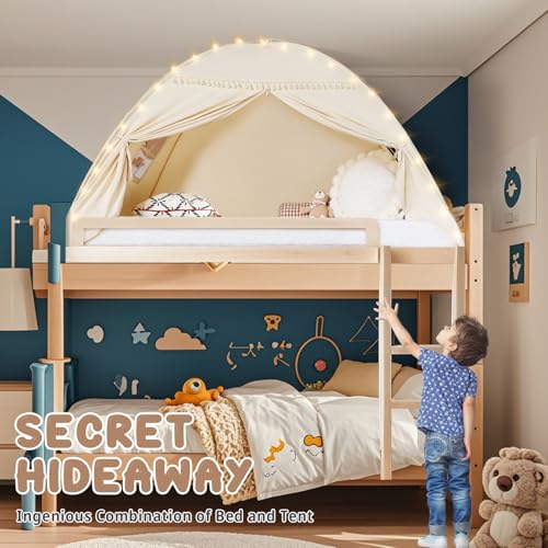 Toddler Bed Tent Canopy with Lights & Flags