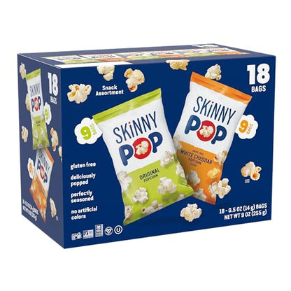 18 Packs SkinnyPop White Original And Cheddar Cheese Popcorn